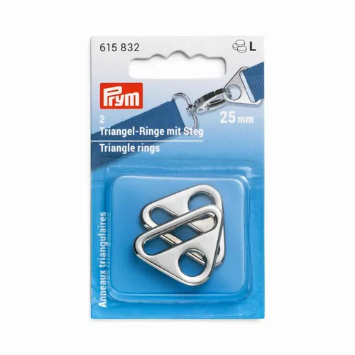 PRYM Triangel-Ringe mit Steg 25 mm silberfarbig - für Taschen D-Ringe