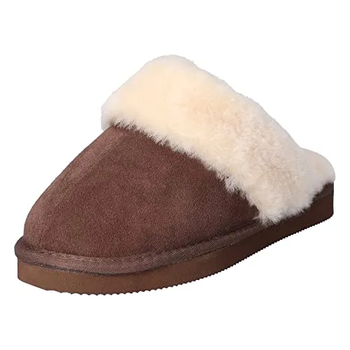 HEITMANN Damen- und Herren Lammfell-Hausschuhe Pantoffeln Braun (383) (41)