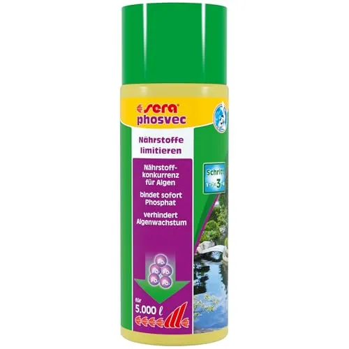 sera phosvec-Clear 500 ml | Entfernt Sofort Trübungen & Phosphat im Aquarium | Gegen Algen & Schmutz | Für Kristallklares Aquarienwasser | Wasseraufbereiter Süßwasser & Meerwasser