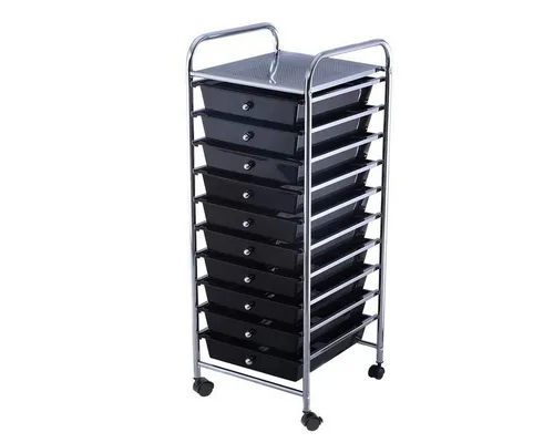 COSTWAY Rollwagen, mit 10 stapelbaren Schubladen, auf Rollen Metallgestell