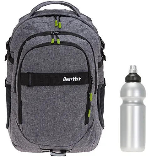 Teile Set Bestway Schulrucksack Packer Rucksack Schultasche 40177 + Trinkflasche (Dark Side (grau) 1701) 2