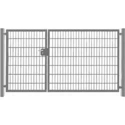 2-flügelig Einfahrtstor asymmetrisch verzinkt 350cm x 123cm Gartentor Tor Hoftor - Silber