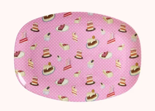 RICE: Rechteckiger Teller aus Melamin, Sweet Cake Print, 30 cm, MELPL-SWCA