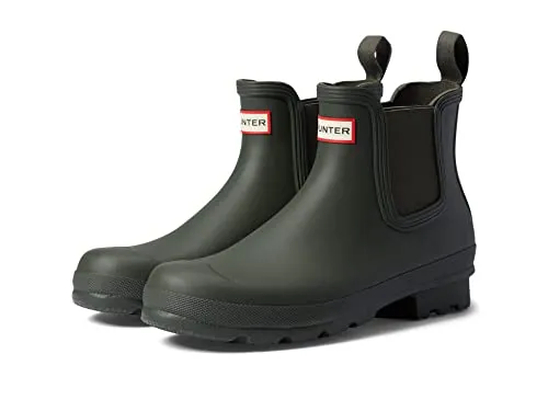Hunter Herren Chelsea Bootsschuh Dark Olive, 43 EU - Herren-Stiefel aus hochwertigem Naturkautschuk, wasserdicht und mit 3,5 cm Absatzhöhe. Ideal für Regentage, bequem dank praktischer Zuglasche.