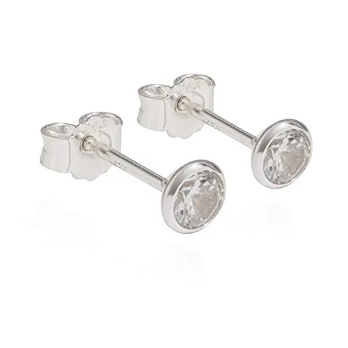 NKlaus Paar 925 Silber Ohrstecker Ohrringe Ohrhänger Cubic Zirkonia Weiß 4,5mm 8853