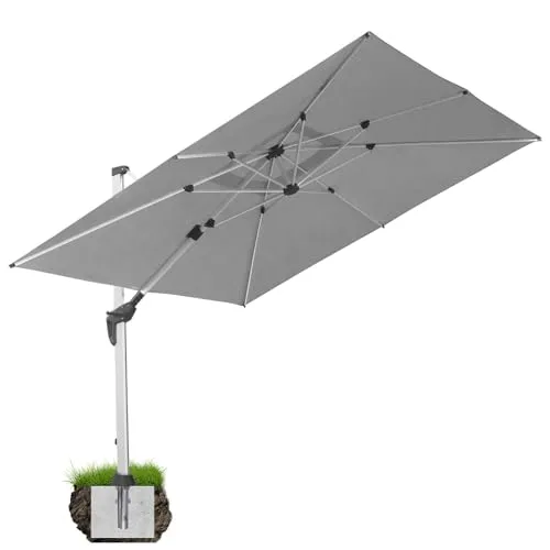 anndora Aluminium Ampelschirm 300 x 300 cm - Drehbar & Neigbar - Sonnenschirm mit 3x3m Fläche, leicht per Kurbel zu bedienen, bietet optimalen Schattenwurf dank 360° Drehbarkeit und UPF 50 UV-Schutz.