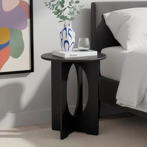 en.casa Beistelltisch »Podeldsvin« rund 49 x 40 cm Schwarz