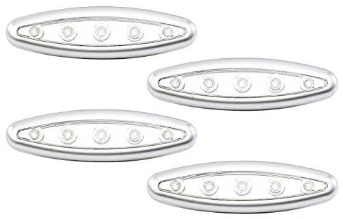 Lunartec Lampen zum Kleben: Stick-&-Push-Light Silver Giant 4er-Set (LED Lampen zum Kleben mit Batterie, Mini LED Leuchten, Leselampe Bett)