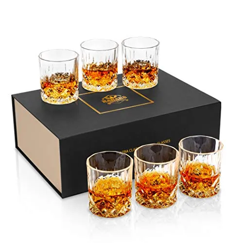KANARS Whisky Gläser, Bleifrei Kristallgläser, 6-teiliges Whiskey Glas, Luxuriös Geschenk, 300ml Whiskey Gläser