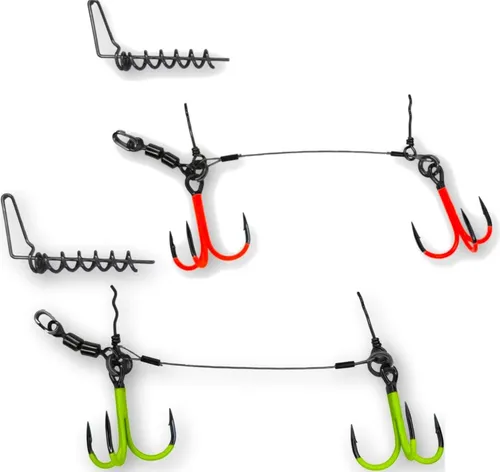 Pikecraft Double Swivel Kit XL 2/0 - Hakensystem für Gummifische, Farbe:UVC