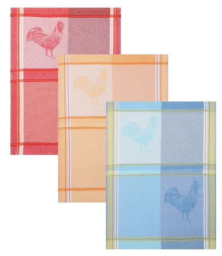 Betz Geschirrtuch 3 Stück Geschirrtücher Halbleinen Küchenhandtuch Hahn Größe 50x70 cm, (Set, 3-tlg., 3 Geschirrtücher), Halbleinen Jacquard