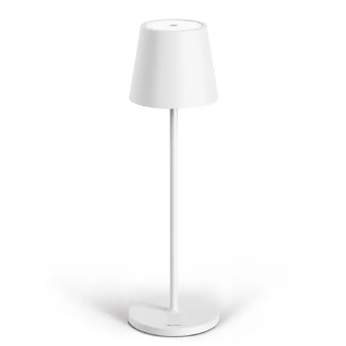 Stilosa Classica 3 - Dimmbare LED Akku-Tischlampe IP54 Indoor & Outdoor - Aufladbar - Warme Lichtfarbe - Designer Tischleuchte mit USB-C Port - Mattweiß