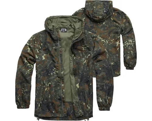 BWuM Windbreaker Sommer mit Zipper, Flecktarn - Funktionsjacke mit Reißverschluss, ideal für Outdoor-Aktivitäten, leicht und atmungsaktiv, ausgestattet mit 3 praktischen Taschen und Kapuze.