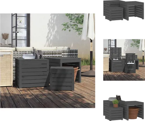 3-tlg. Gartenbox-Set Grau aus Kiefernholz