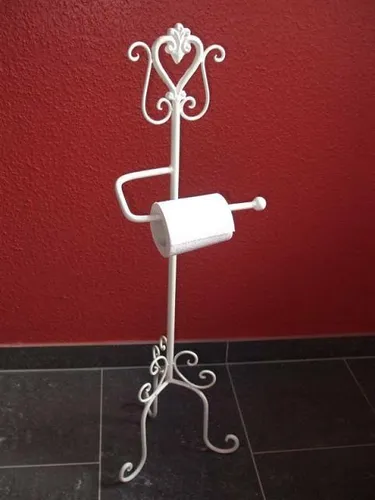 Charmanter Toilettenrollenständer aus Eisen, weiß