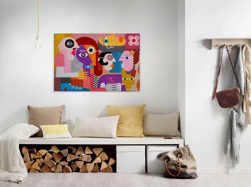 A.S. Création Leinwandbild couples, Abstrakt, Kinder, Kunst (1 St), Keilrahmen Bild Bunt Abstrakt Menschen Leinwand-Bild Wohnzimmer modern