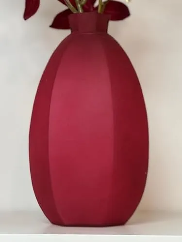 Sehr schöne Glasvase in Grün, Vase, Glas, 28 cm, EIN Hauch von Eleganz (weinrot)