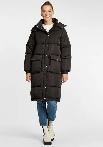 OXMO OXAlba Damen Wintermantel Parka Steppmantel mit Kapuze - Schwarz, Größe M - Funktionsjacken - Knielanger Parka mit Kapuze, leicht wie Daunen und ideal für elegante Winterlooks bei jedem Wetter.