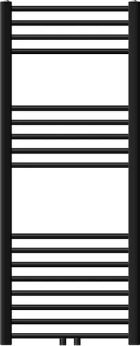 LuxeBath Badheizkörper Sahara, 500x1200 mm, Schwarz, gebogen mit Mittelanschluss