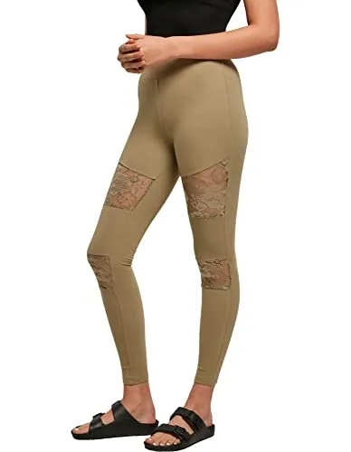 Urban Classics Damen Ladies Laces Inset Leggings Khaki, 3XL