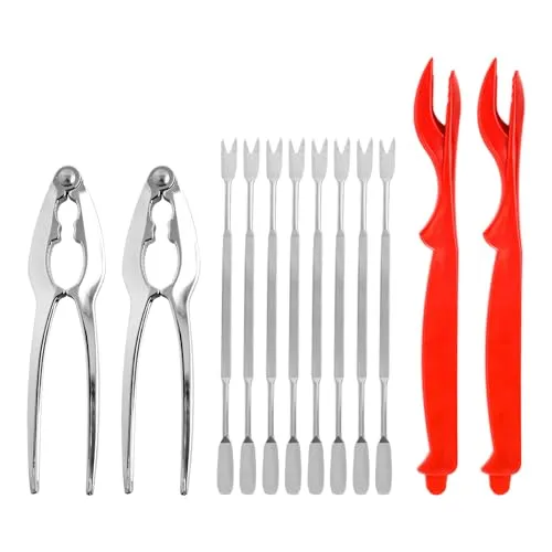 DHSBGWSX 8 Stück Stahlnadeln, 2 Stück Clips, 2 Krabbennadeln, Krabbenfischer-Set, Hummerschäler, Meeresfrüchte-Werkzeugset, Hummerschälwerkzeug, Hummerschalenpicker, Meeresfrüchte-Schälwerkzeug