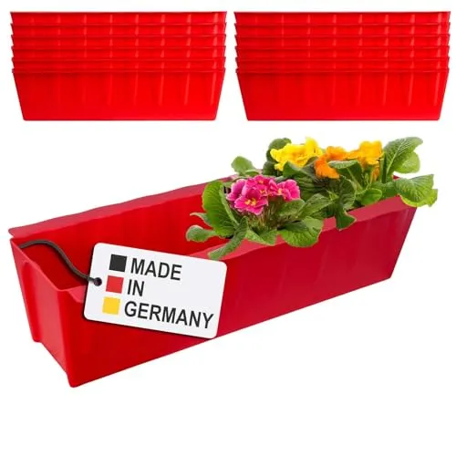 Hossi's Wholesale 12 Euro-Paletten Blumenkästen-Einsätze Rot 37,3cm - Blumenkästen für Europaletten, ideal für kreative Bepflanzung auf Balkon, Terrasse oder im Garten. Wetterfest und aus recyceltem Kunststoff – für nachhaltige Gartengestaltung mit Stil!