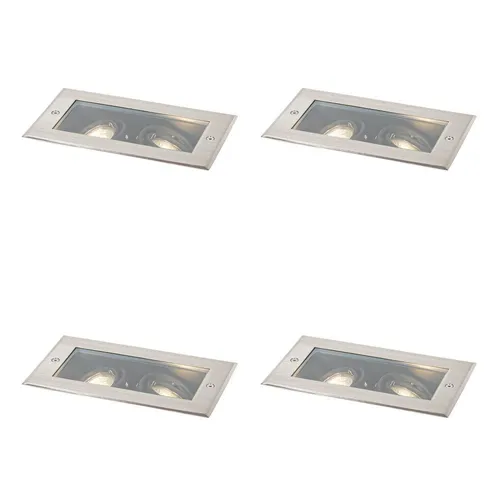 Qazqa LED Einbaustrahler 106898, ohne Leuchtmittel, Warmweiß, QAZQA Außen Einbauleuchte, gu10, Stahl, Stahl, Modern