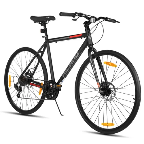 HILAND Rennrad 700C - Leichtbau-Pendlerrad für Herren und Damen - Kinderfahrräder mit langlebigem Aluminiumrahmen, ergonomischem Design und sanfter 7-Gang-Schaltung für optimale Fahrperformance und Sicherheit bei jedem Wetter.