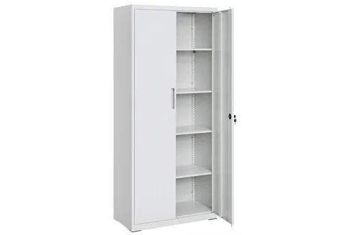 SONGMICS Aktenschrank Mehrzweckschrank, Stahl-Aufbewahrungsschrank, 5 Ebenen Doppeltüren, Schloss, Werkzeugschrank, verstellbare Ablagen