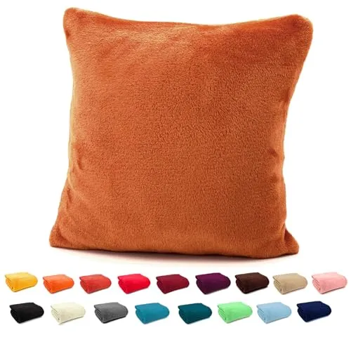 heimtexland ® Flanell Kuschel Kissen Super Soft Dekokissen Plüsch Typ380 Kissenhülle Kupfer 40x40 cm