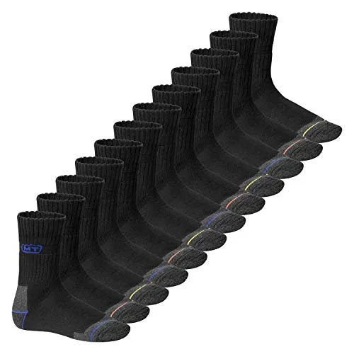 MT Herren Arbeits- und Freizeitsocken (12 Paar) - Robuste Work Socken für Komfort - Strapazierfähige Herren-Socken im praktischen 12er-Pack. Ideal für körperliche Aktivitäten und lange Tage, mit gepolsterter Frottee-Sohle und elastischem Mittelfußband für optimalen Halt und Tragekomfort.
