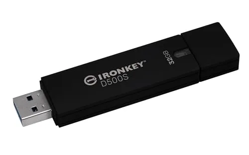 Kingston IronKey D500S - 32GB Hardwareverschlüsselter USB-Stick, FIPS 140-3 Level 3 für militärische Sicherheit und duale versteckte Partitionen