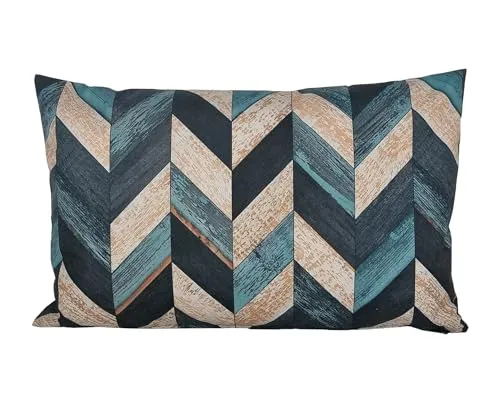 JACK 30x50cm Motiv Outdoor Lounge Kissen Dekokissen inkl. XXL-Füllung Wasserabweisend Sitzkissen Garten Stuhl Lotus Effekt, Farbe:Linear Petrol