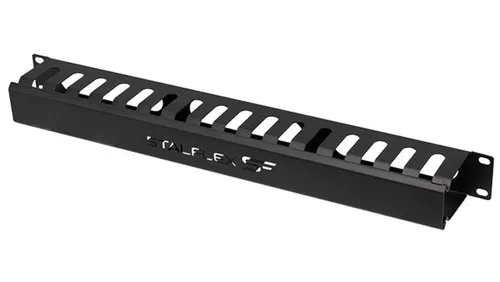 Organizator kabli RACK 19 1U grzebieniowy zamykany metalowy czarny z przesputami