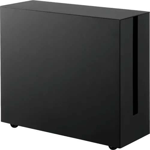 Yamazaki 5404 TOWER Kabelbox auf Rollen, schwarz - Stilvolle Kabelbox mit Rollen für optimale Mobilität und abnehmbarem Deckel, ideal zur Aufbewahrung von Kabeln und Steckdosenleisten.