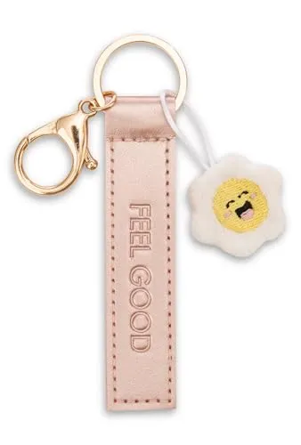 NICI Schlüsselanhänger Feel good Kunstlederband roségold 10cm mit Blume