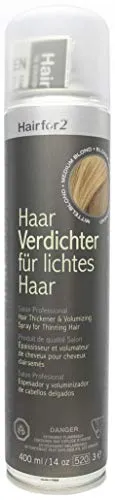 Hairfor2 Haarverdichtungsspray gegen lichtes Haar | Haarpuder | Streuhaar | Haarauffüller | Haarausfall | Haarverdichter (400ml, Mittelblond)