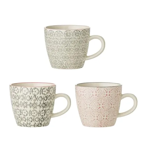 Bloomingville kleine Tassen Cecile, rosa grau, Keramik, 3er Set, 7,5cm