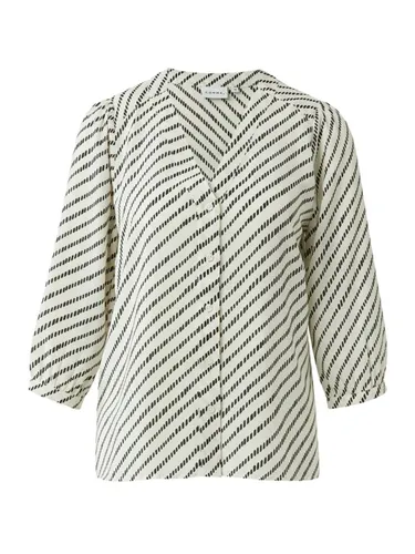 comma Shirtbluse 3/4-Arm Tunika mit grafischem Muster in Beige/Weiß