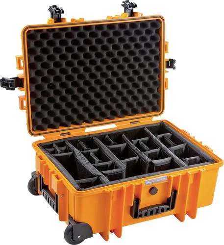B W Transportkoffer Outdoor - Typ 6700 Orange, wasserdicht nach IP67, ideal für Touren mit variabler Facheinteilung und ergonomischem Griff