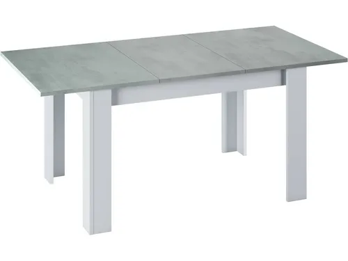 Ausziehbarer Esstisch – KENDRA – rechteckig – Artik weiß und Zement – 140/190 x 90 x 78 cm