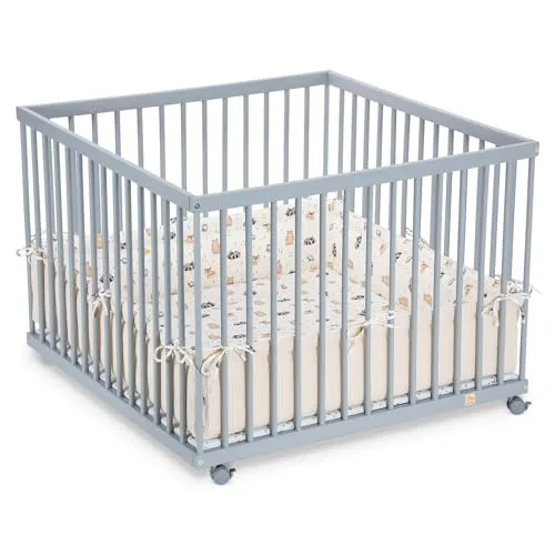 FabiMax Baby Laufgitter 100x100 Grau – Höhenverstellbar & Praktisch