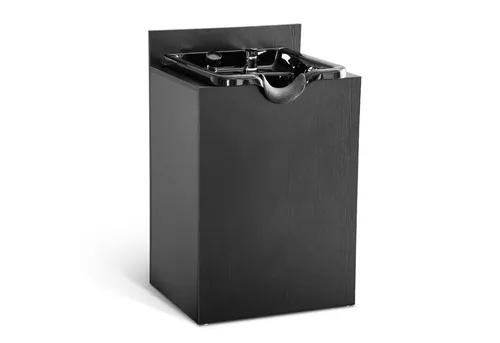 Barberpub Waschtisch 7134BK - Professioneller Waschtisch mit rückwärts Waschbecken - Waschtisch aus PVC+MFC in elegantem Schwarz, ideal für Friseursalons und Barber Shops, mit praktischen Abmessungen von 58 × 47,5 × 95 cm.