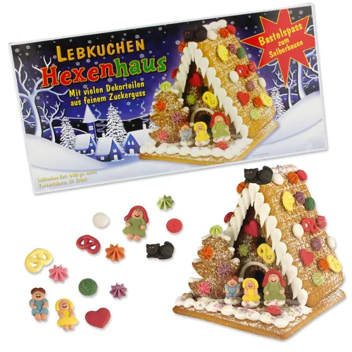Günthart Lebkuchen Hexenhaus zum Dekorieren | 6 Lebkuchenteile