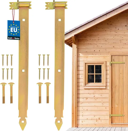 KOTARBAU® 2er-Set Bandscharniere 600 mm, goldfarben, verzinkter Stahl, Garagentorscharnier für Rollläden, Pavillonscharnier