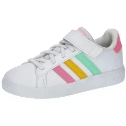adidas GRAND COURT 2.0 EL Kinderschuhe - Sneaker in Weiß, Größe 31 1/2, aus recycelten Materialien, ideal für kleine Fashionistas und umweltbewusste Eltern.