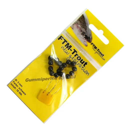 FTM New Generation Gummiperlen 5mm schwarz - 16 Perlen, Sbirolino Gummistopper