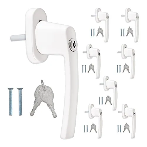 kwmobile 8X Aluminium Fenstergriff abschließbar - Fenstersicherungen mit Kindersicherung, idealer Einbruchschutz und einfache Montage für alle Fensterarten.