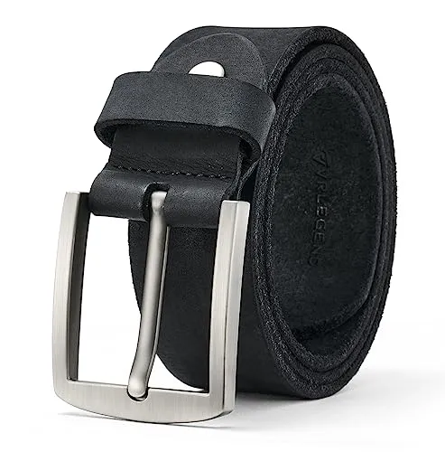 VRLEGEND Ledergürtel Herren Gürtel Leder Vollledergürtel Herrengürtel Jeans-Gürtel Echtleder 3.8cm Breit mit Geschenkbox (Schwarz, Gesamtlänge 135cm)