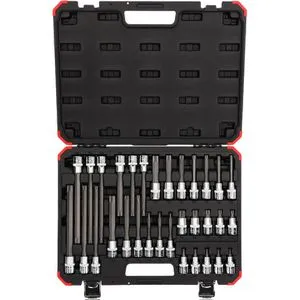 GEDORE Bit-Satz R68003032 - 32-teiliges Schraubendreher-Einsatz-Set für TX-Schrauben, hochwertige Stahlqualität und sichere Aufbewahrung in Kunststoffbox